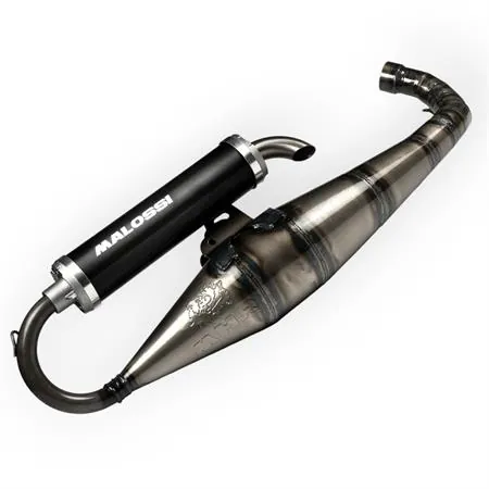 Marmitta Malossi scooter racing MHR Team 2 con silenziatore alluminio nero per scooter con motore Minarelli orizzontale raffreddato a liquido Aerox, Nitro, F12, Sr, F15, ricambio 3219491