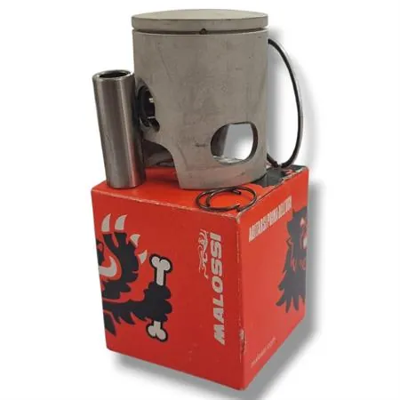 Pistone Malossi MHR selezione A con diametro 40,3 mm e spinotto 12 mm mono fascia rettangolare cromata per gruppi termici Malossi in alluminio Minarelli AM6, ricambio 3412203A0