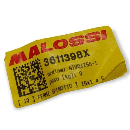 Seeger fermo spinotto con forma a C e diametro 15x1 mm utilizzabile anche come fermo ingranaggio primario Malossi scooter Piaggio con 3° cuscinetto, ricambio 3611398B