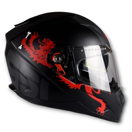 Casco Malossi integrale modello HM1 di colore nero e grafiche rosse con taglia S, ricambio 3918934B3