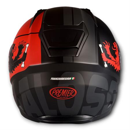 Casco Malossi integrale modello HM1 di colore nero e grafiche rosse con taglia L, ricambio 3918934B5