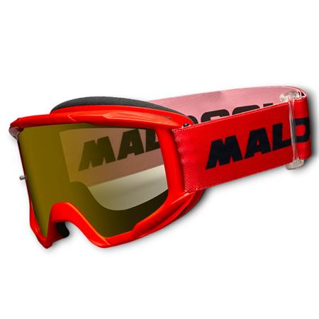 Maschera occhiali da cross Malossi con lente specchiata rossa e dal look accattivante per uso racing e di tutti i giorni, ricambio 4119824B