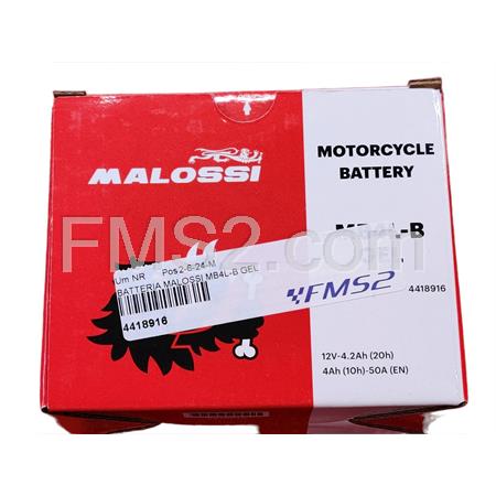 Batteria Malossi modello MB4L-B sigillata in gel senza manutenzione e già attivata e pronta all'uso, ricambio 4418916