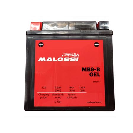 Batteria Malossi modello MB9-B sigillata in gel senza manutenzione e già attivata e pronta all'uso, ricambio 4418917