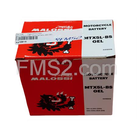 Batteria Malossi modello MTX5L-BS sigillata in gel senza manutenzione e già attivata e pronta all'uso, ricambio 4418918