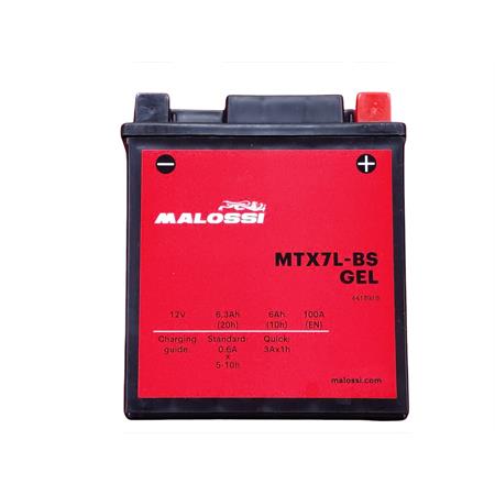 Batteria Malossi modello MTX7L-BS sigillata in gel senza manutenzione e già attivata e pronta all'uso, ricambio 4418919