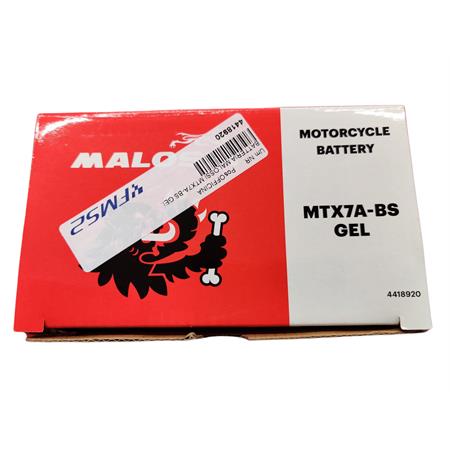 Batteria Malossi modello MTX7A-BS sigillata in gel senza manutenzione e già attivata e pronta all'uso, ricambio 4418920