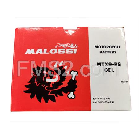 Batteria Malossi modello MTX9-BS sigillata in gel senza manutenzione e già attivata e pronta all'uso, ricambio 4418921
