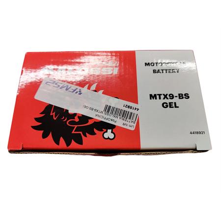 Batteria Malossi modello MTX9-BS sigillata in gel senza manutenzione e già attivata e pronta all'uso, ricambio 4418921