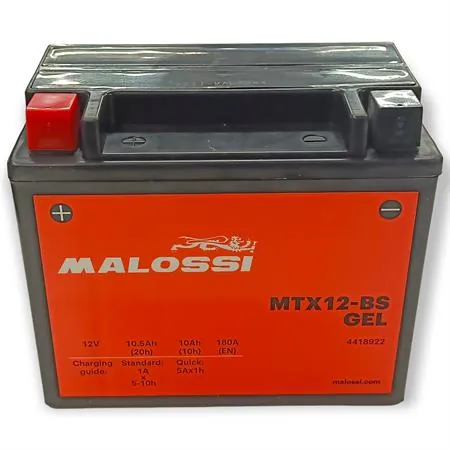 4418922 Batteria Malossi modello MTX12-BS sigillata in gel senza manutenzione e già attivata e pronta all'uso