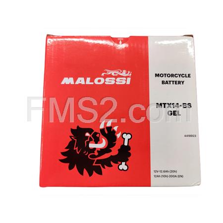 Batteria Malossi modello MTX14-BS sigillata in gel senza manutenzione e già attivata e pronta all'uso, ricambio 4418923