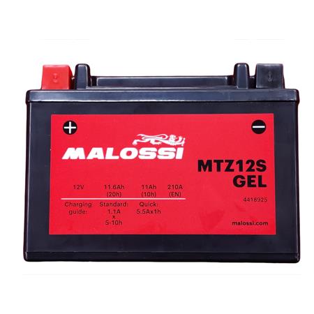 Batteria Malossi modello MTZ12S sigillata in gel senza manutenzione e già attivata e pronta all'uso, ricambio 4418925