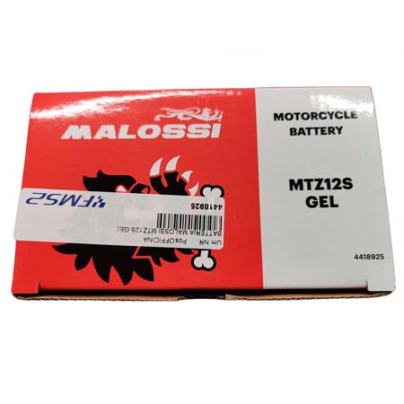 Batteria Malossi modello MTZ12S sigillata in gel senza manutenzione e già attivata e pronta all'uso, ricambio 4418925