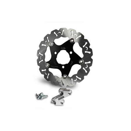 Disco freno Malossi whoop disc maggiorato con diametro 250 mm completo di staffetta fissaggio pinza per forcella originale montata sugli scooter Mbk nitro e Yamaha Aerox 50 cc 2 tempi prodotti dal 1997 in poi, ricambio 6215622