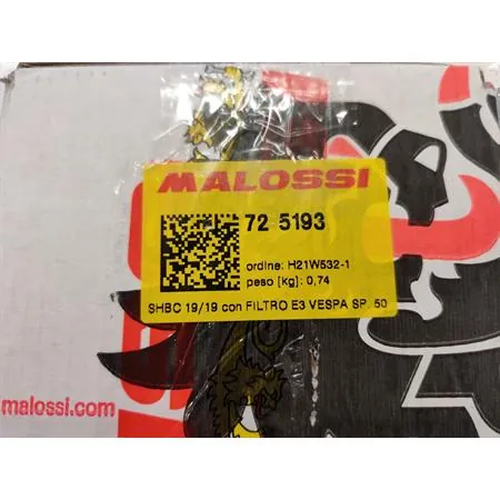 725193 Carburatore Malossi Dell'orto SHBC 19/19 con filtro E3 specifico per montaggio su Piaggio Vespa 50 special, 125 Primavera, 125 ET3