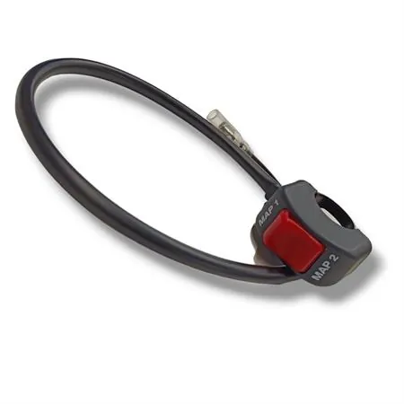 Bottone con fissaggio al manubrio diametro 22 mm per selezione map1 e map2 completo di 2 fili con attacco tondo maschio e femmina, ricambio AV2207