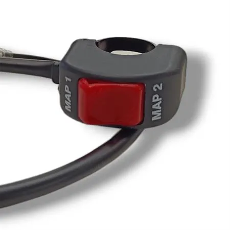 Bottone con fissaggio al manubrio diametro 22 mm per selezione map1 e map2 completo di 2 fili con attacco tondo maschio e femmina, ricambio AV2207