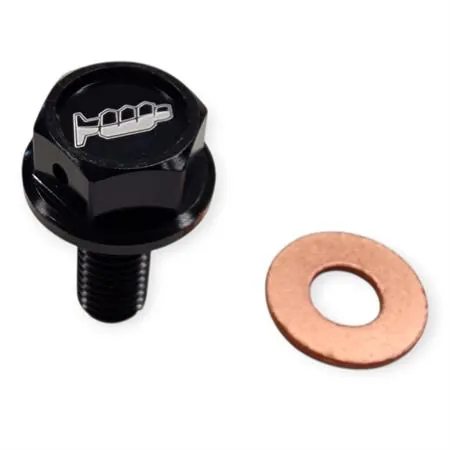 AV3440N Tappo scarico olio magnetico M8 passo 1,25 lunghezza 20 mm in ergal anodizzato nero con foro legatura di sicurezza - HONDA / SUZUKI