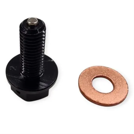 AV3440N Tappo scarico olio magnetico M8 passo 1,25 lunghezza 20 mm in ergal anodizzato nero con foro legatura di sicurezza - HONDA / SUZUKI