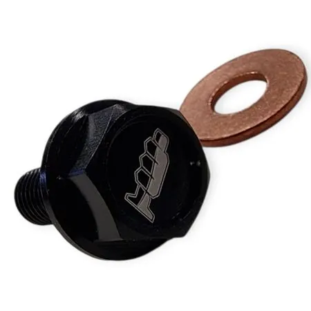 AV3440N Tappo scarico olio magnetico M8 passo 1,25 lunghezza 20 mm in ergal anodizzato nero con foro legatura di sicurezza - HONDA / SUZUKI