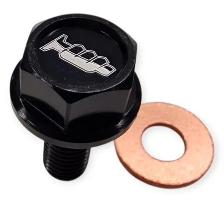 AV3440N Tappo scarico olio magnetico M8 passo 1,25 lunghezza 20 mm in ergal anodizzato nero con foro legatura di sicurezza - HONDA / SUZUKI
