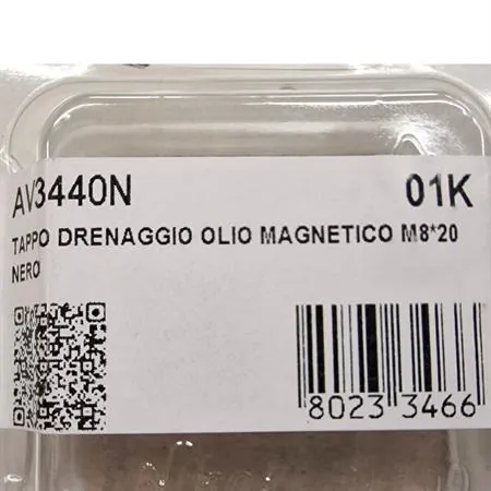 AV3440N Tappo scarico olio magnetico M8 passo 1,25 lunghezza 20 mm in ergal anodizzato nero con foro legatura di sicurezza - HONDA / SUZUKI