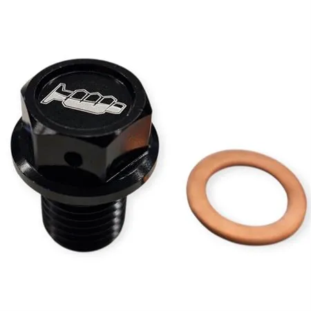 AV3445N Tappo scarico olio magnetico M12 passo 1,5 lunghezza 15 mm in ergal anodizzato nero con foro legatura di sicurezza - HONDA / FANTIC / YAMAHA