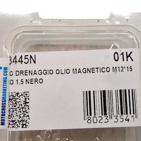 AV3445N Tappo scarico olio magnetico M12 passo 1,5 lunghezza 15 mm in ergal anodizzato nero con foro legatura di sicurezza - HONDA / FANTIC / YAMAHA