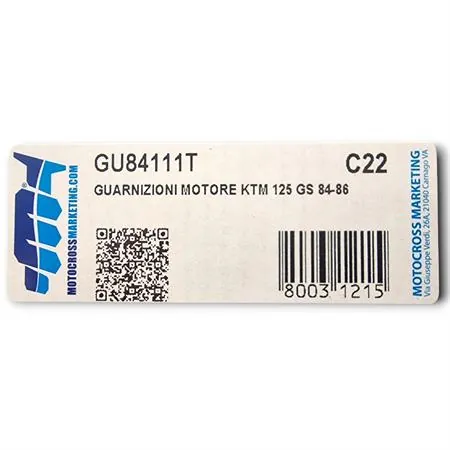 GU84111T Serie guarnizioni motore KTM GS e MX 125 prodotti dal 1984 fino al 1986 con type motore 501