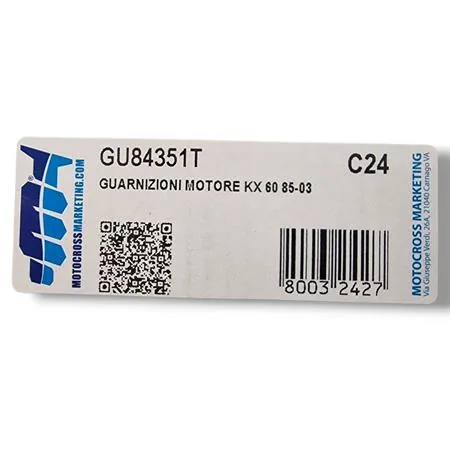 Serie guarnizioni motore Kawasaki KX 60 prodotti dal 1985 fino al 2003, ricambio GU84351T