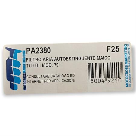 Filtro aria autoestinguente poliair maic, ricambio PA2380