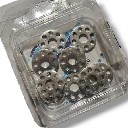 Rondelle in alluminio alleggerite anodizzate argento ø interno 6 mm, ø esterno 18 mm e spessore 2 mm - confezione da 10 pezzi, ricambio VT2105