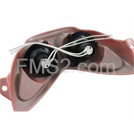 Mascherina fanale anteriore top performance per scooter MBK Nitro e  Yamaha Aerox di colore rosso pastello e 2 lampade alogene, ricambio T201354