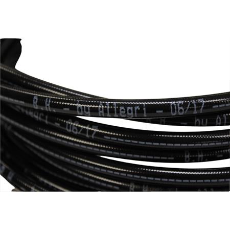 Tubo freno aeronautico Allegri in treccia metallica con rivestimento in pvc di colore nero per impianti freno venduto al decimetro (Motorquality), ricambio 06403460