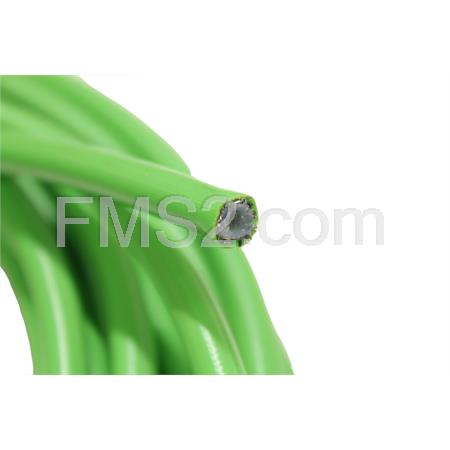 Tubo freno aeronautico Allegri in treccia metallica con rivestimento in pvc di colore verde per impianti freno venduto al decimetro (Motorquality), ricambio 06403490