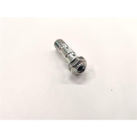 Vite fissaggio raccordi freno idraulico passo lungo per doppio raccordo con passo 10x1,25 e attacco vite spurgo in metallo lucido, ricambio 06GS2365