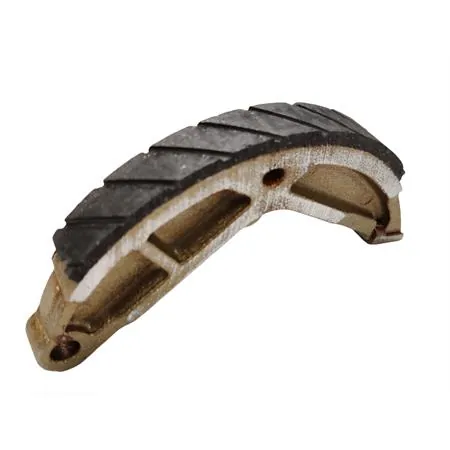 Ganascia freno a tamburo posteriore Newfren versione con tagli antiacqua, per ciclomotori Piaggio Ciao, Si, Grillo, Boxer, Boss, Bravo, SuperBravo, ricambio GF0190FTR