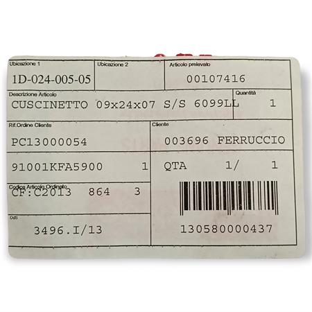 Cuscinetto 9x24x 7 radiale 6099lu, ricambio 00107416