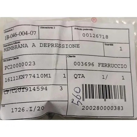 Membrana a depressione, ricambio 00126718