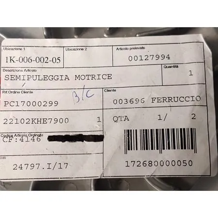 00127994 Semipuleggia motrice fissa originale per maxi scooter Kymco 250 e 300 cc 4 tempi prodotti dal 2000 al 2016
