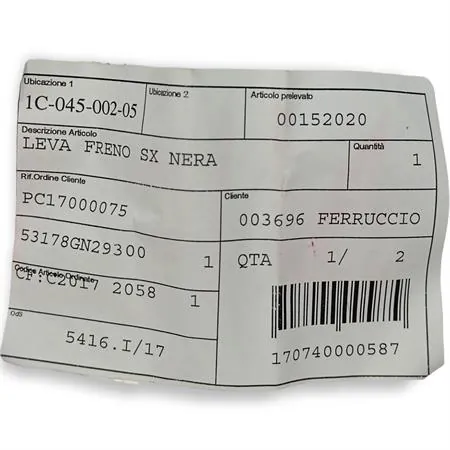 00152020 Leva freno sinistro