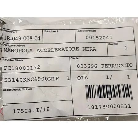 Manopola acceleratore destra in gomma nera originale per maxi scooter Kymco 250, 300, 400, 500 e 700 cc 4 tempi, ricambio 00152041
