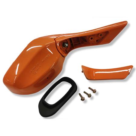 Specchietto retrovisore destro di colore arancio metallizzato per maxi scooter Kymco Xciting 250 e 500 cc con attacco allo scudo anteriore 1° serie, ricambio 00152111E