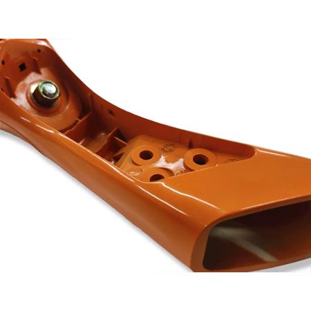 Specchietto retrovisore destro di colore arancio metallizzato per maxi scooter Kymco Xciting 250 e 500 cc con attacco allo scudo anteriore 1° serie, ricambio 00152111E