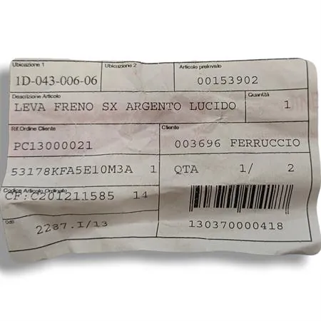 00153902 Leva freno sinistro argento lucido