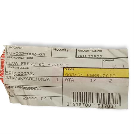 Leva freno sinistro argento, ricambio 00153977