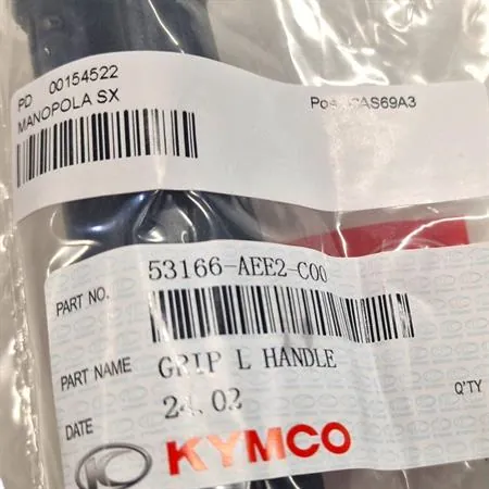 Manopola sinistra originale Kymco in gomma di colore specifica per maxi scooter Kymco Skytown 125 cc euro 5+ prodotti dal 2024 in poi, ricambio 00154522