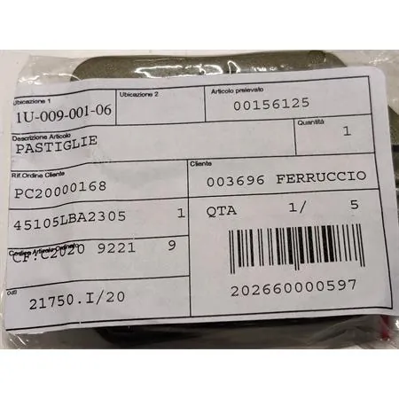 Pastiglie freno pasticche originali per maxi scooter Kymco 250, 300 e 500 cc 4 tempi, ricambio 00156125