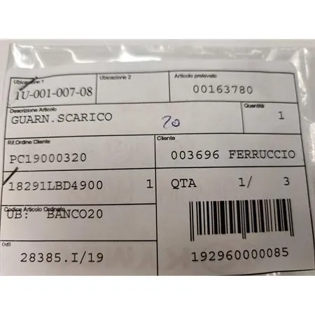 00163780 Guarnizione scarico