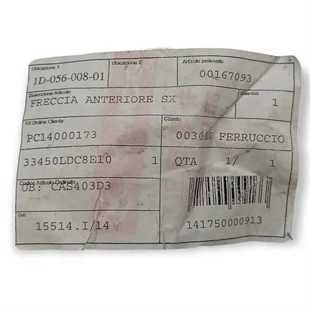 00167093 Freccia anteriore sinistro (Proma, Action, Moon Ghoose, Kymco, Padana Ricambi)